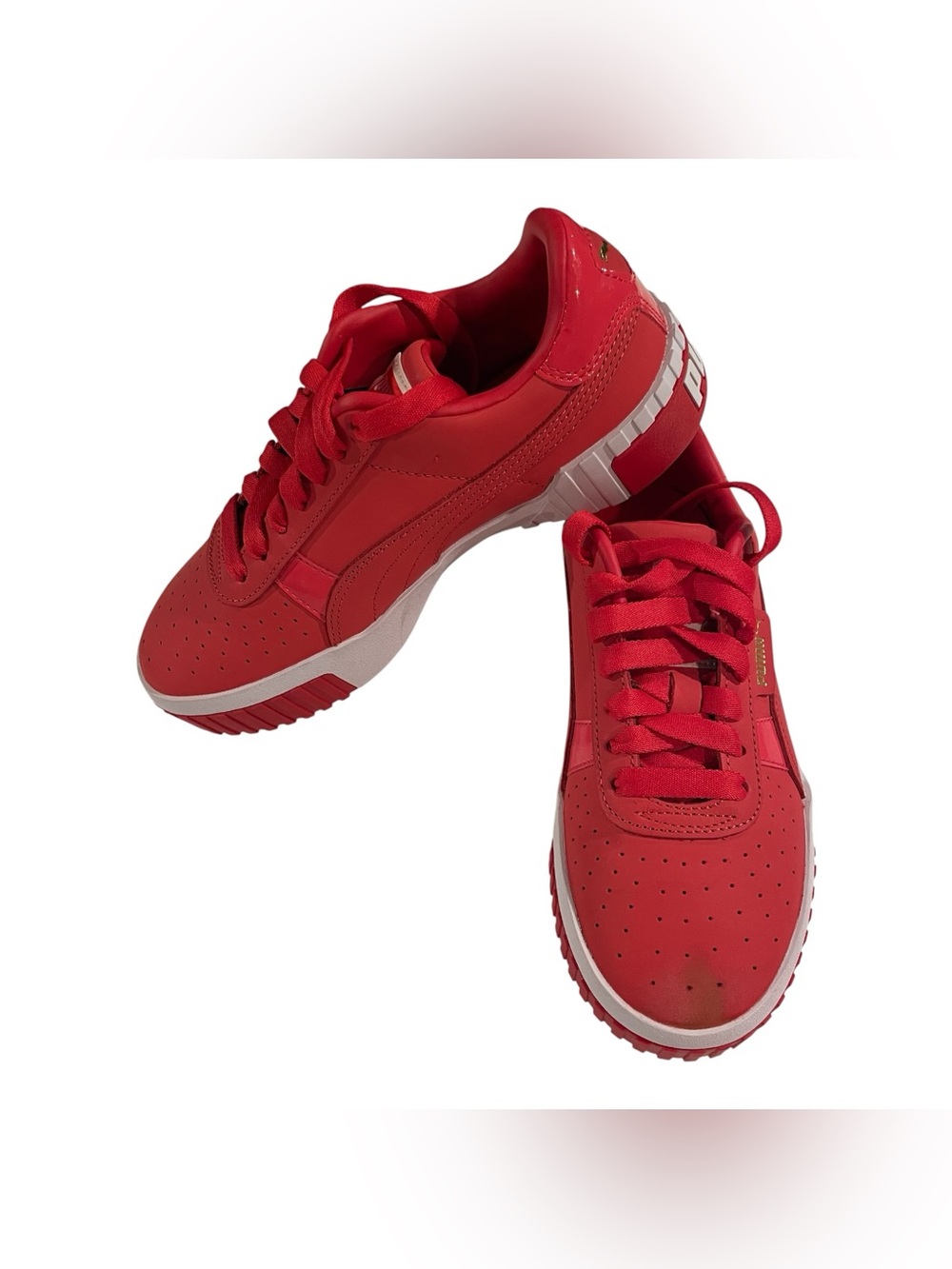 PUMA Cali Court Leather Red Hibiscus Women's 6.5 Casual Sneakers Shoes